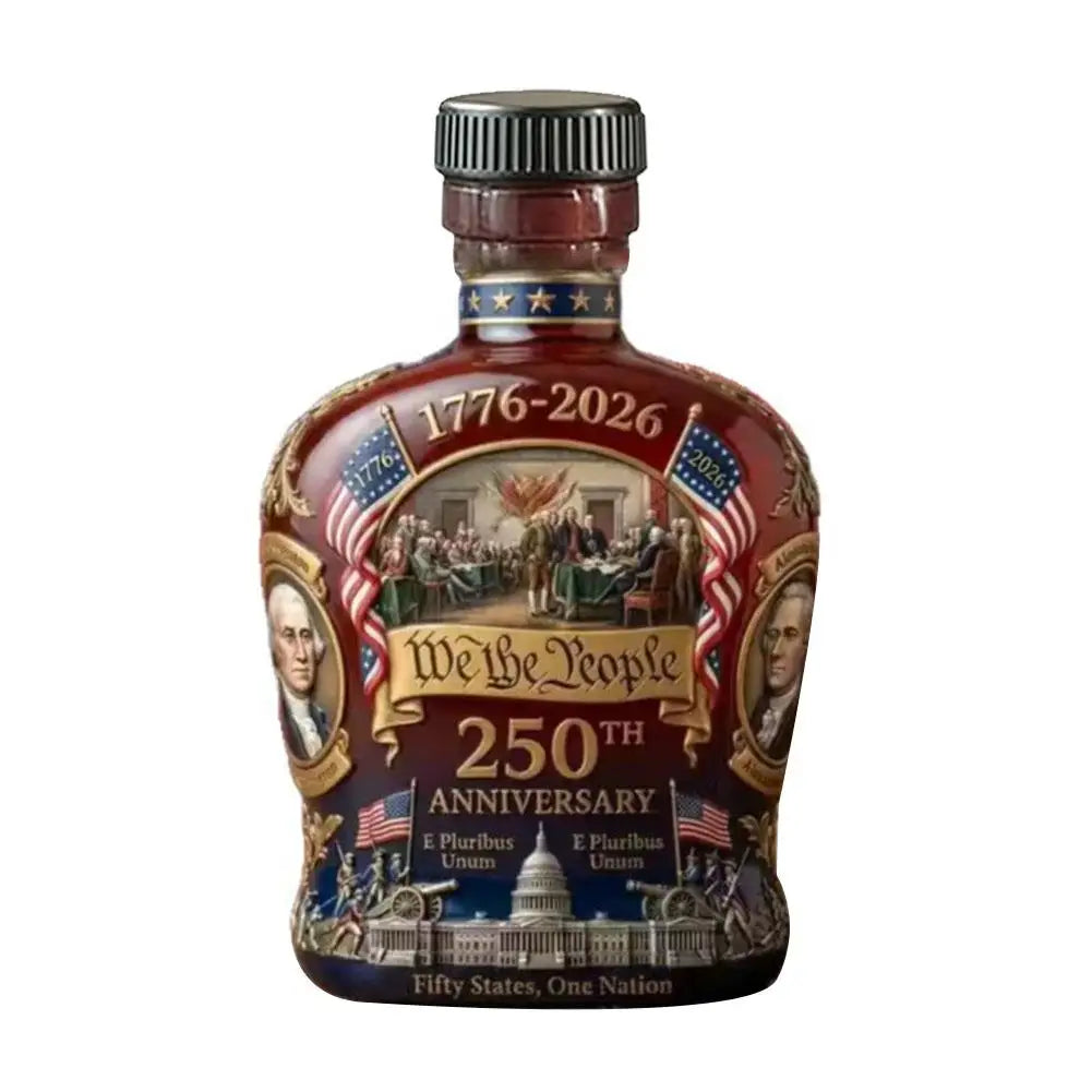 Beautifully Designed U.S. 250th Anniversary Commemorative Whiskey Bottle And Water Cup Used For Commemorative Collection