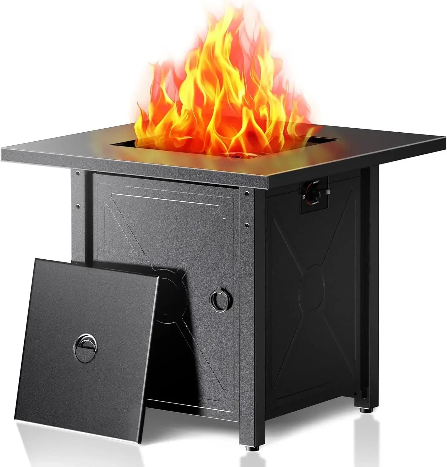 28" Propane Fire Pit – 3‑in‑1 Multi‑Use Outdoor Fire Pit Table with Lid & Lava Rocks