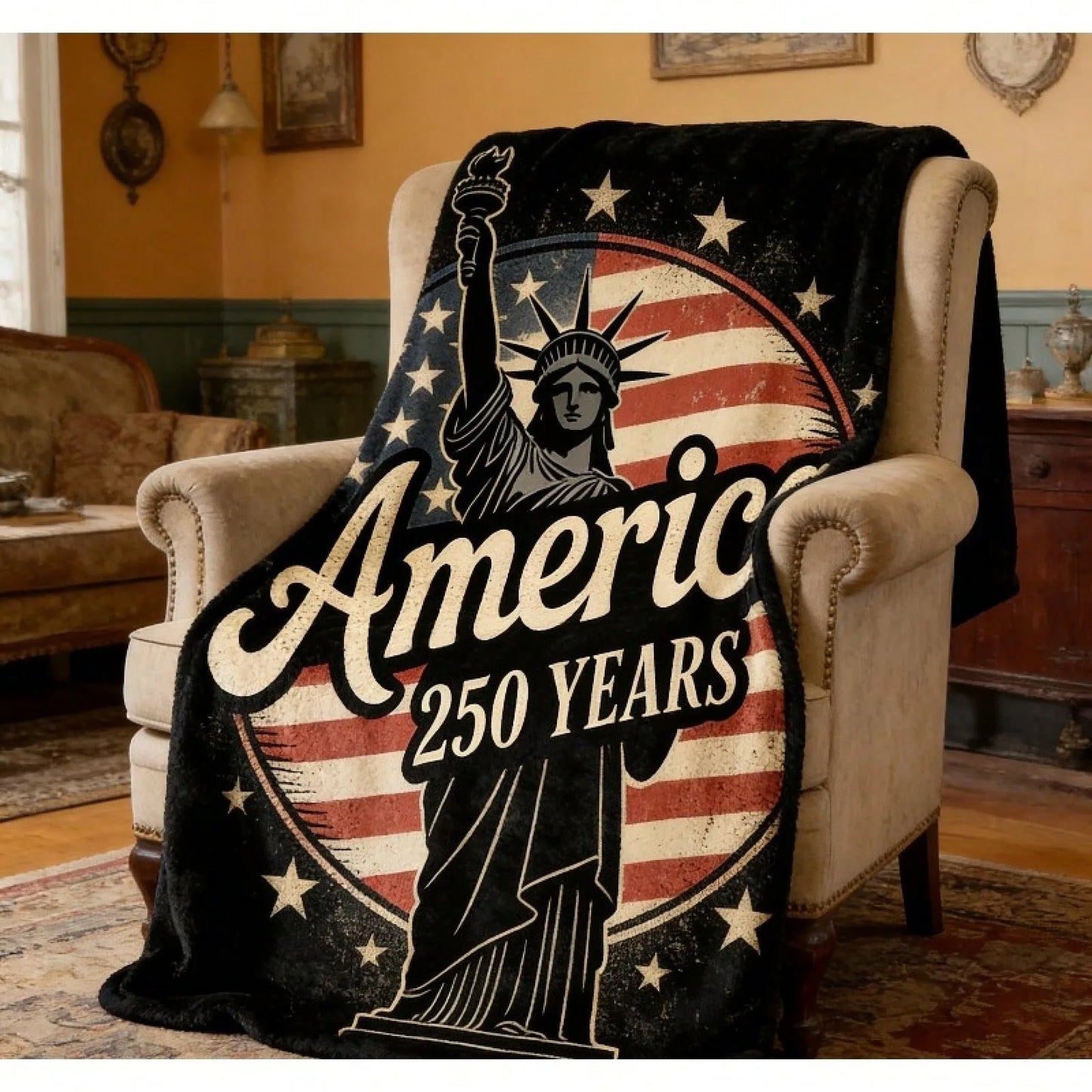 America 250 Years Statue Of Liberty Throw Blanket