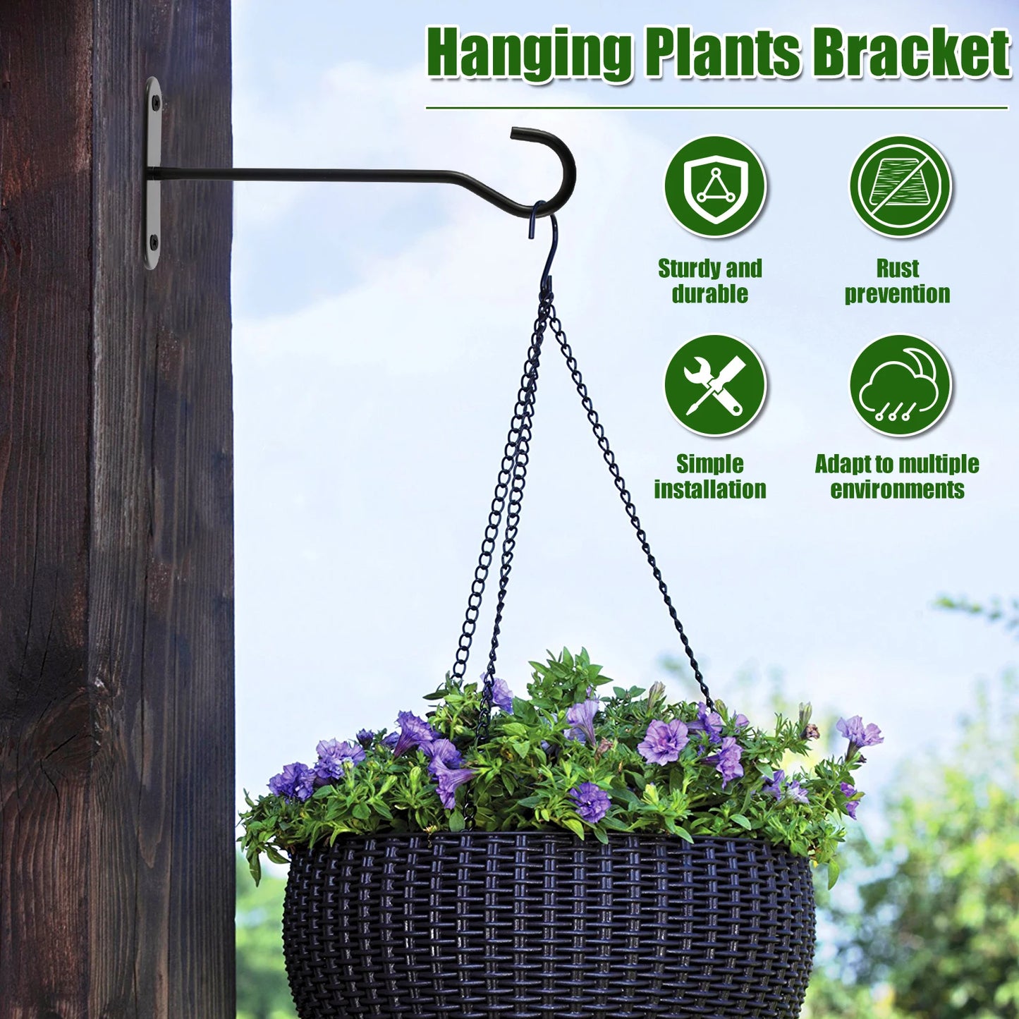 4Pcs Metal Plant Hooks Wall-Mounted  For Hanging Baskets, Bird Feeders and Lanterns