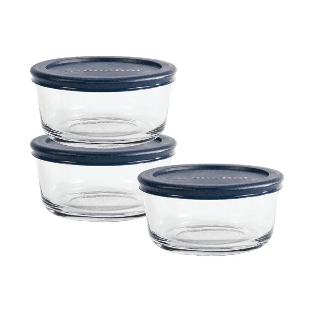 Glass Storage Containers Set of 3 BPA-Free, Microwave Safe,  Dishwasher Safe, Stackable