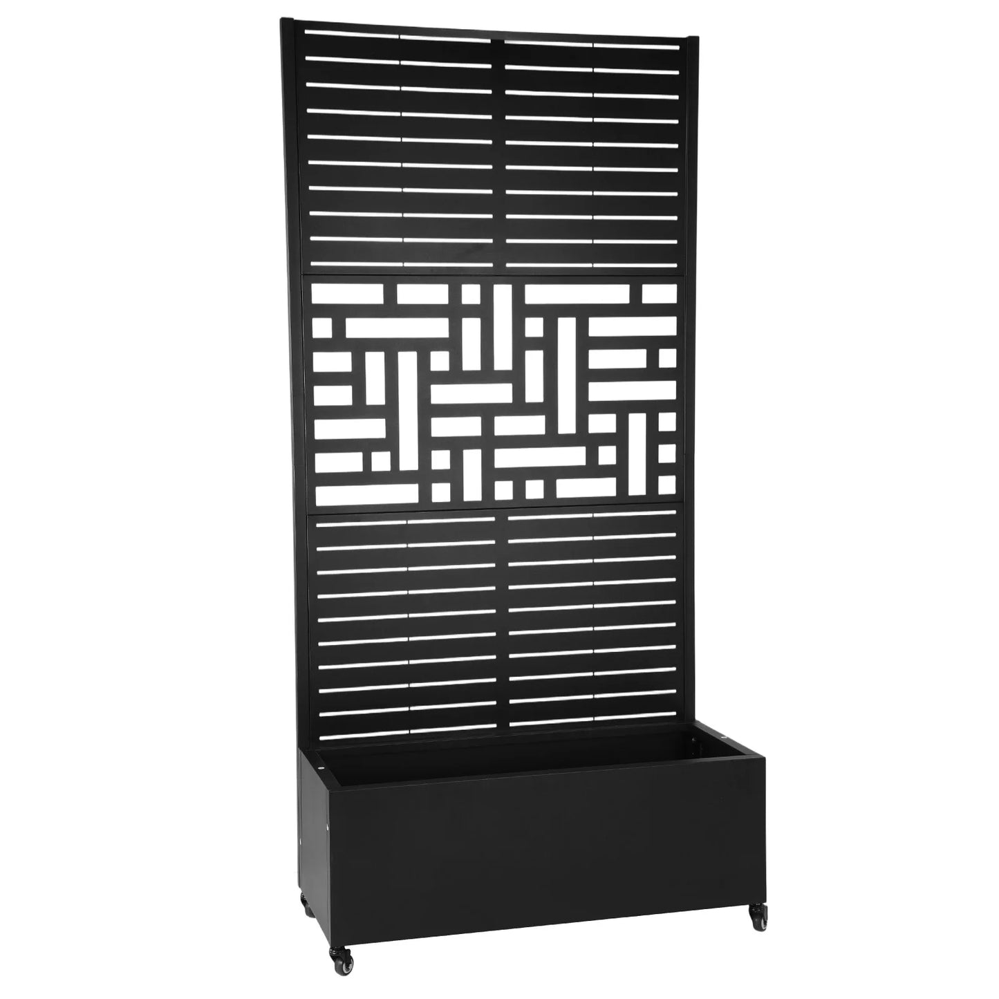 Metal Planter Box with Trellis Climbing Plants and Wheels 70.87x35.43x15.75 Inch, Privacy Planters with Drainage Holes