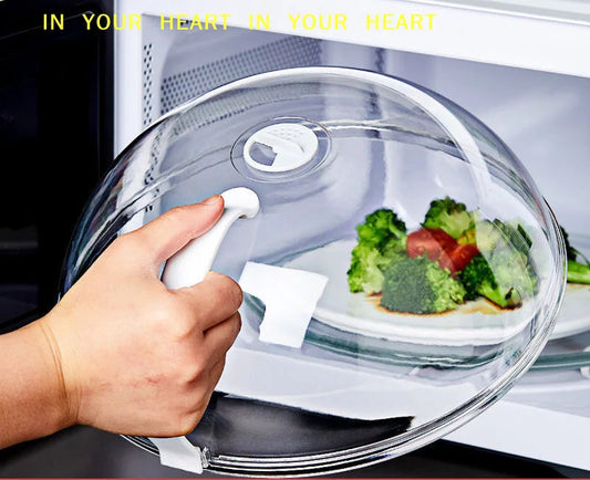 Microwave Oven Food Splash Guard Lid with Handle for Reusable Heating Cover Splatter Protection at Home Kitchen