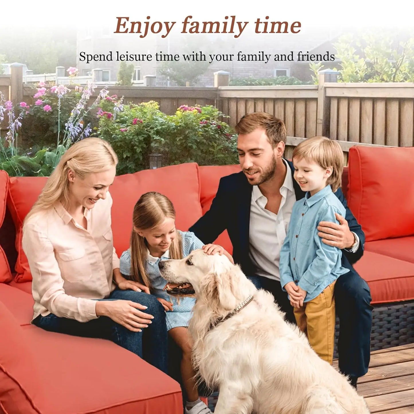9 Pieces Outdoor Sectional Patio Furniture Set with Fire Pit Table PE Rattan Wicker Patio Sectional Armless, Customized