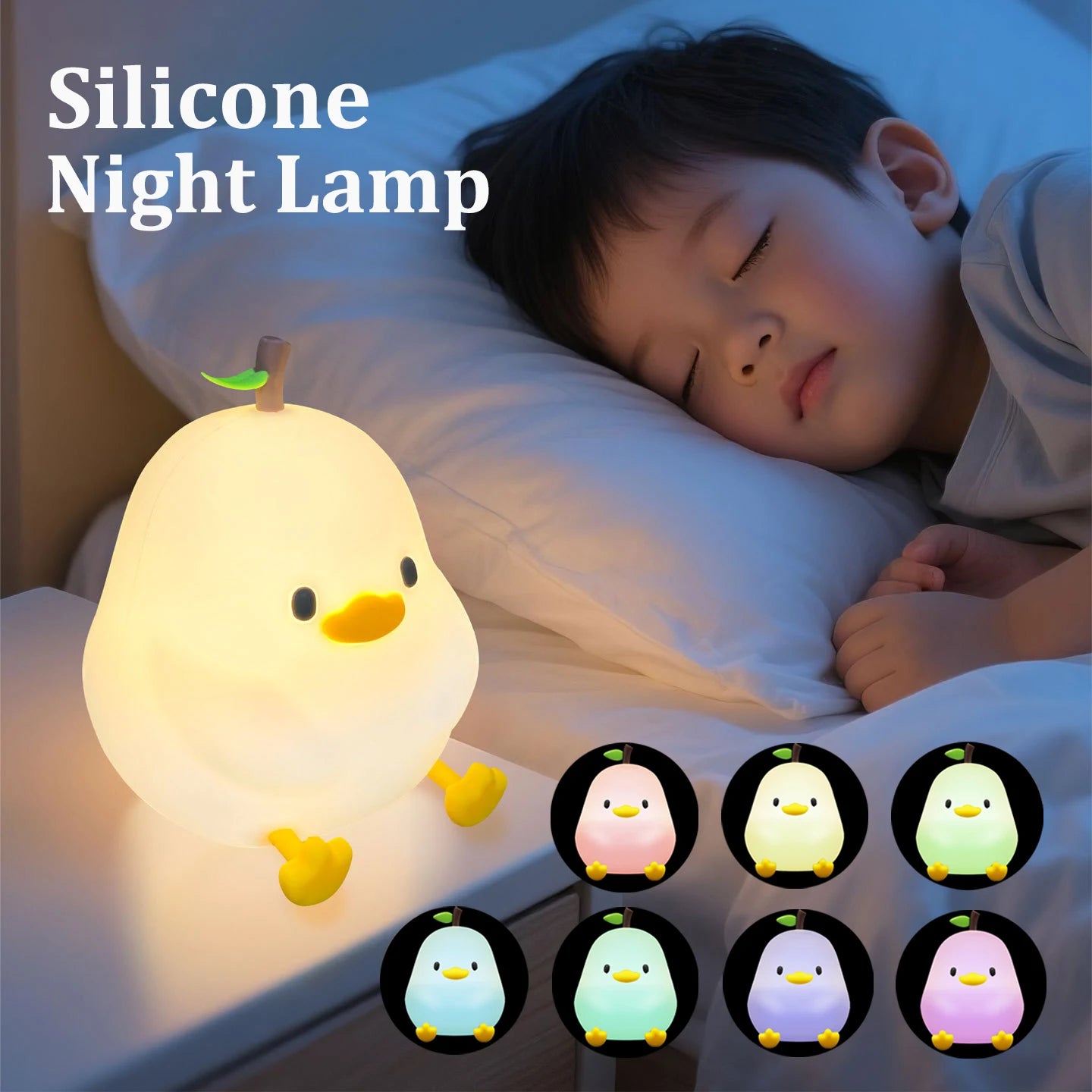 Pear Night Light 7-Colors, Dimmable Touch-Controlled, Silicone, USB Rechargeable