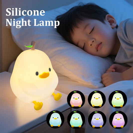 Pear Night Light 7-Colors, Dimmable Touch-Controlled, Silicone, USB Rechargeable