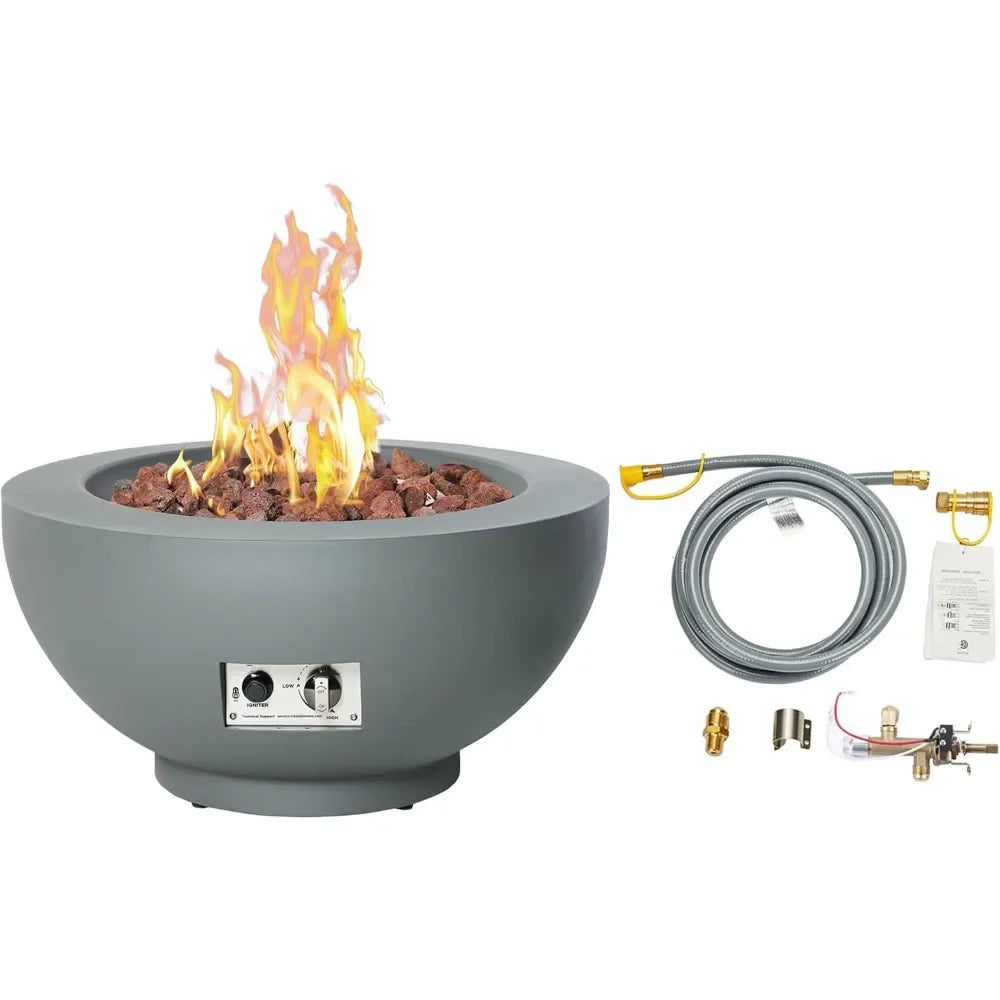 28" Outdoor Propane Fire Bowl – Round Gas Fire Pit with Natural Gas Conversion Kit