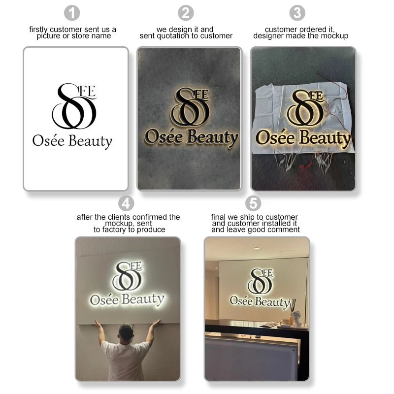 Custom LED Sign Backlit Metal Letters Stainless Steel Waterproof Business Storefront Sign CE/UL Certified