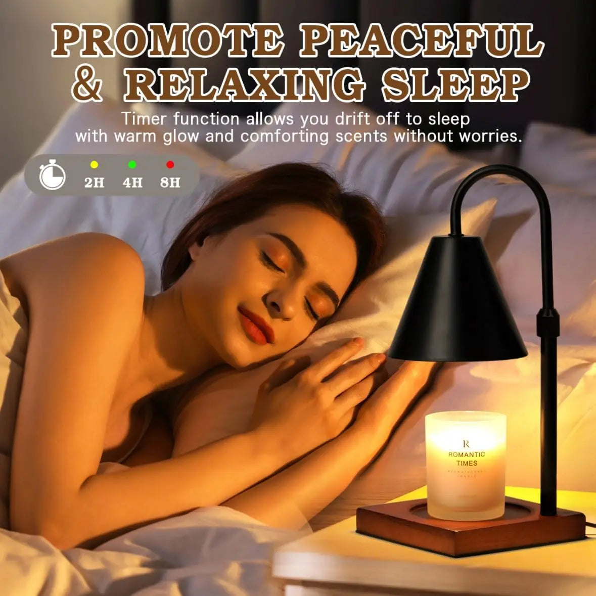 Dimmable Candle Warmer Lamp with Timer – Adjustable Height, Soft Ambient Glow