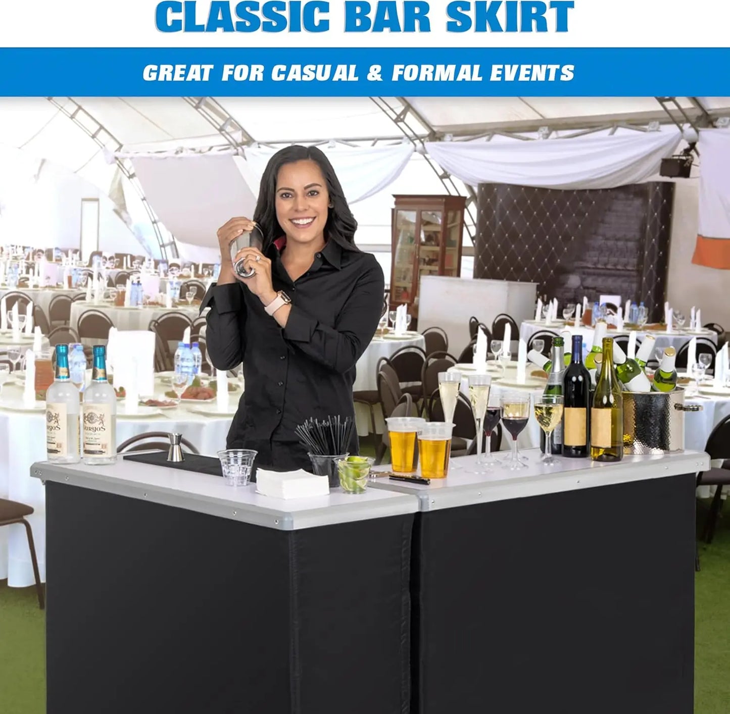Portable Double Bar Table Set – Mobile Bartender Station with Carrying Case (Standard or LED)