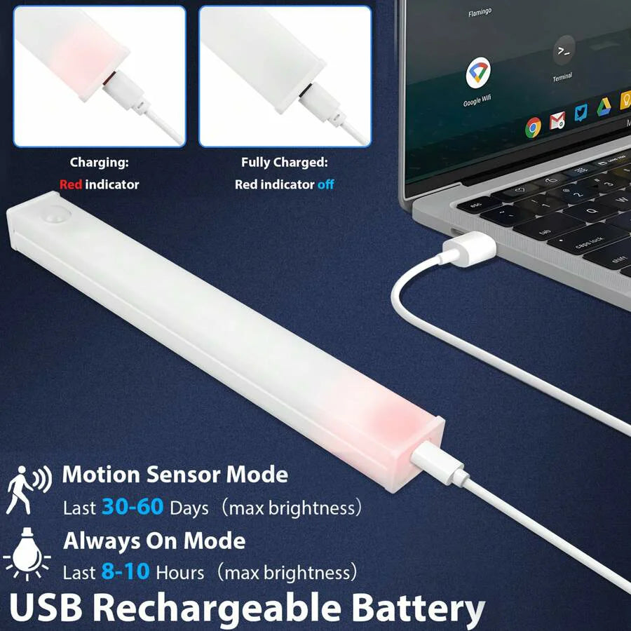 6pc Wireless Rechargeable LED Motion Sensor Cabinet Light