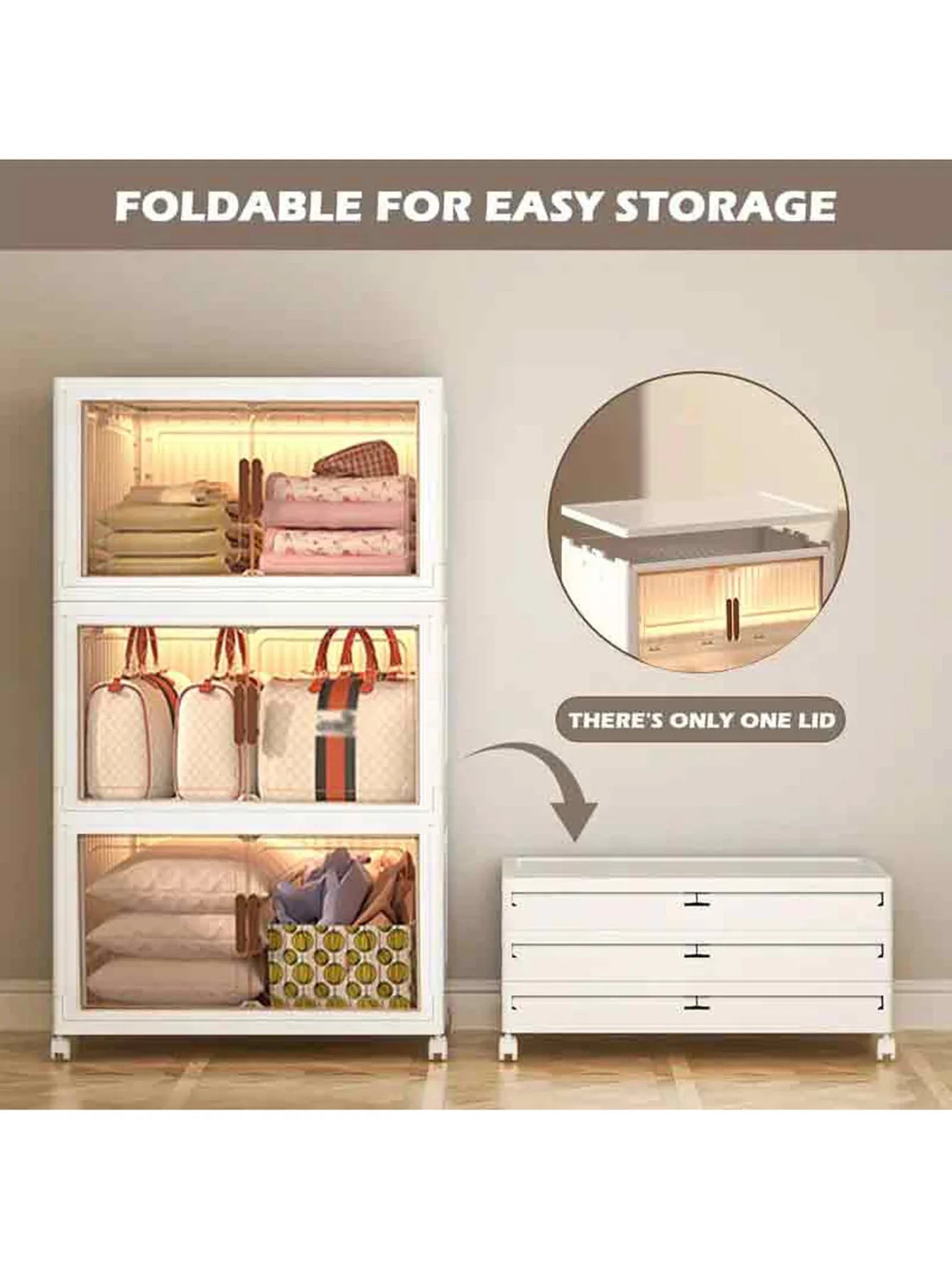 5 level Versatile Folding Storage Cabinet with Magnetic Doors - Dustproof, Waterproof