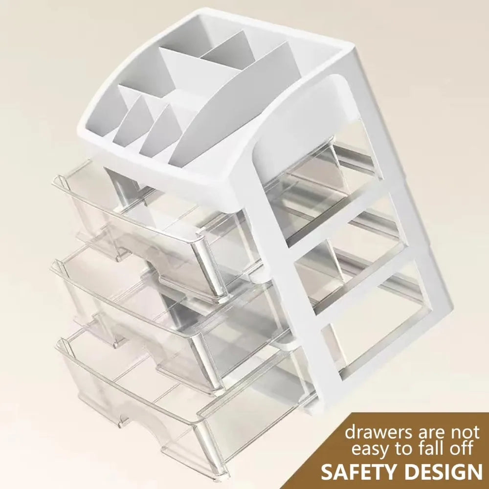 Multi-Level Desktop Storage Box With Drawers