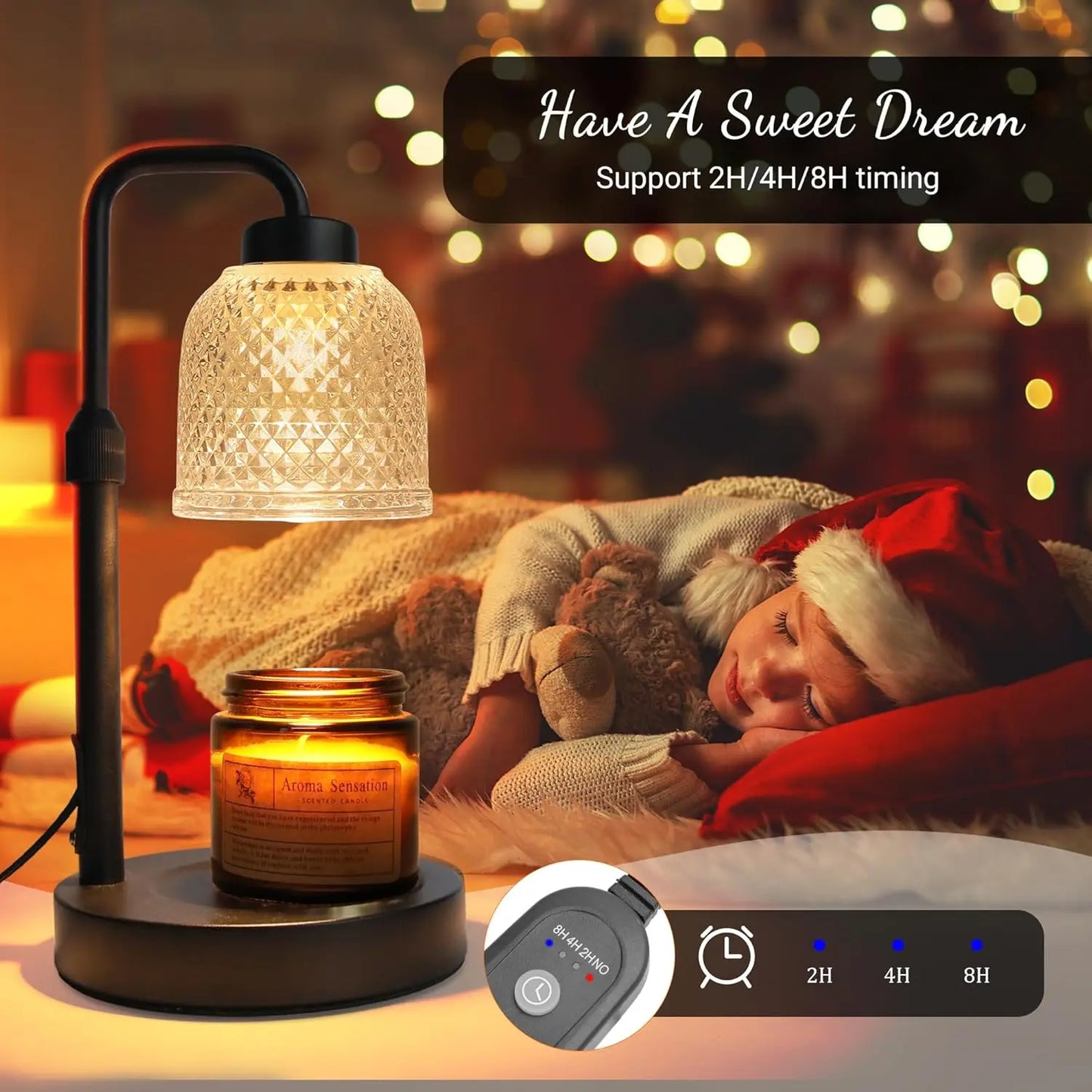 Dimmable Candle Warmer Lamp with Timer – Adjustable Height for Clean, Flameless Fragrance