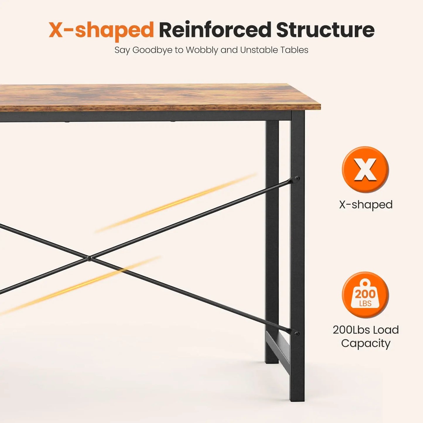47" Home Office Desk with 2 Adjustable Drawers – Wood Computer & Writing Table