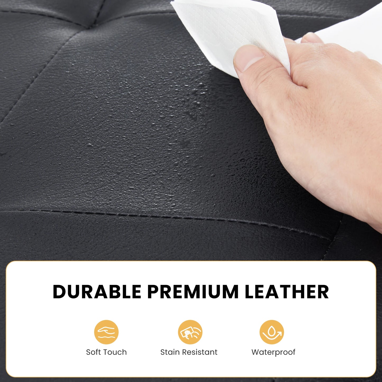 43" Leather Folding Ottoman – Storage Bench with Padded Seat