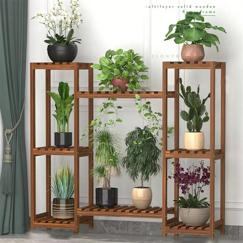Multi-Tier Stylish Bamboo Plant Stand Indoor&Outdoor