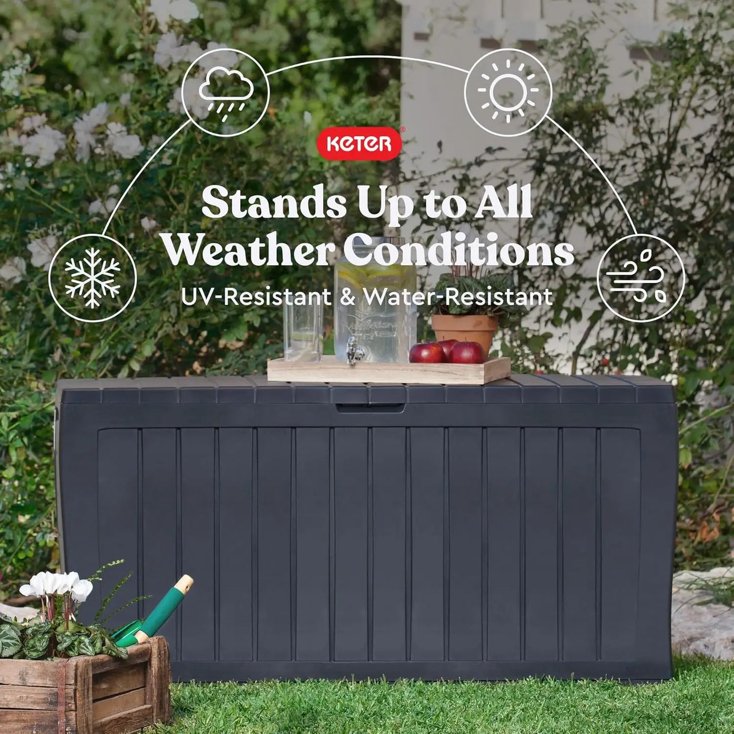 71 Gallon Resin Outdoor Storage Box for Patio, Balcony & Garden – Weather‑Resistant Deck Box for Cushions,