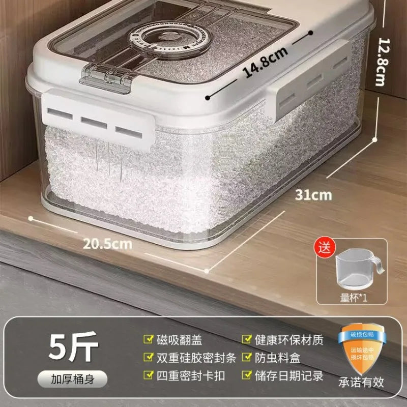 Rice bucket Household rice tank Insect-proof and moisture-proof sealed flour storage tank Rice storage box
