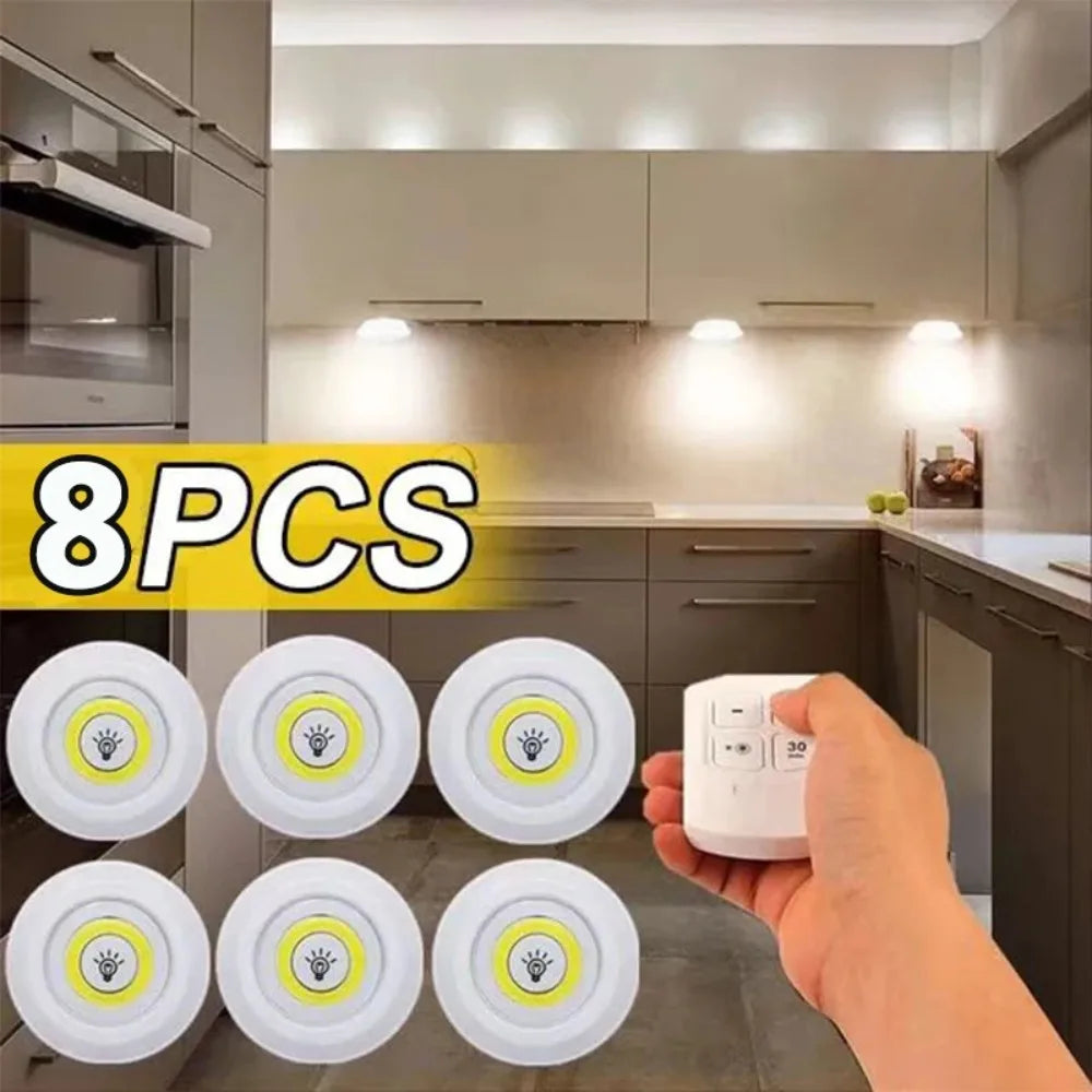 LED Under‑Cabinet Lights with Remote – Battery‑Operated LED's (1–8 Pack)