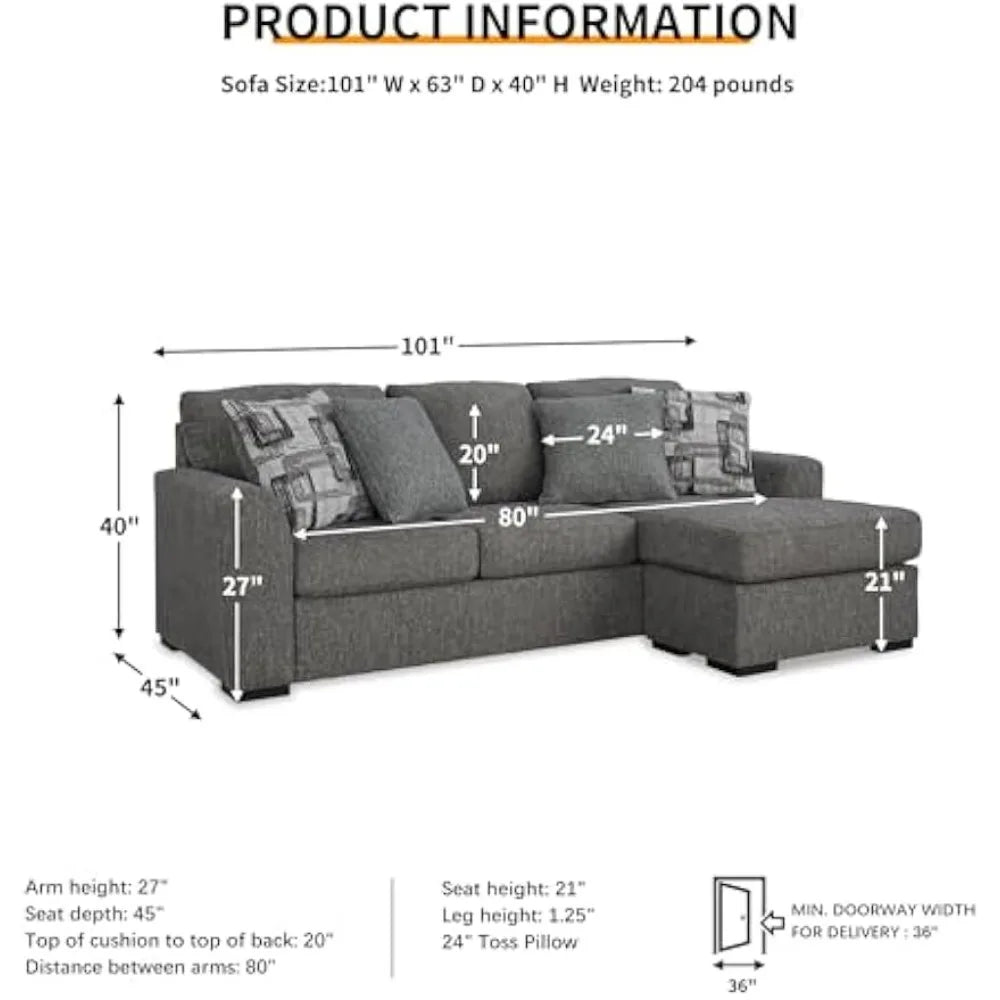 Signature Design by aAshley Gardiner sofa chaise with 4 accent pillows