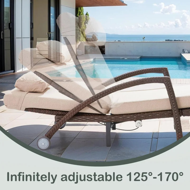 Lounge Chairs Set of 2 – Adjustable Backrest Outdoor Recliners