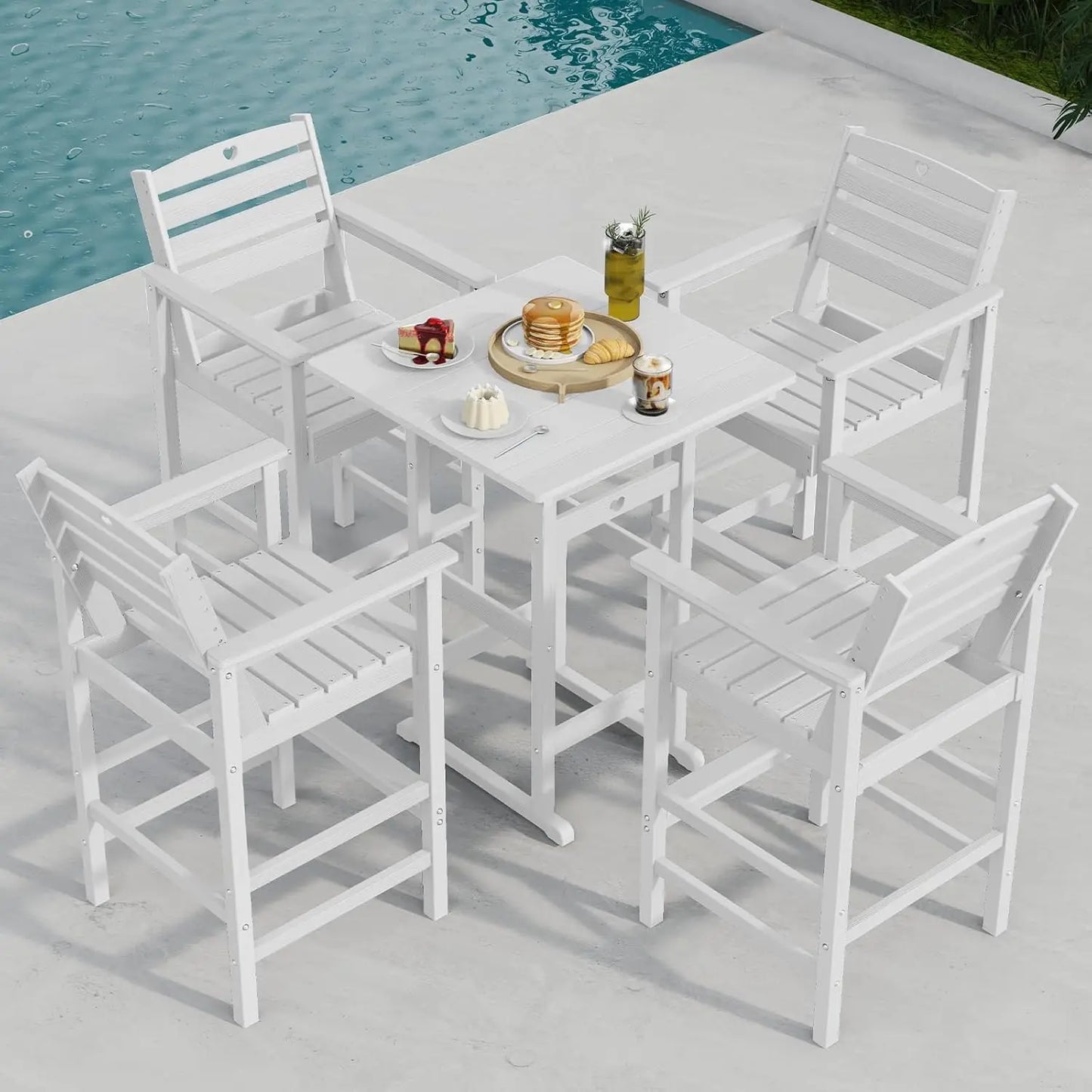 5pc Weather-Resistant Table & Chairs - Bar Height