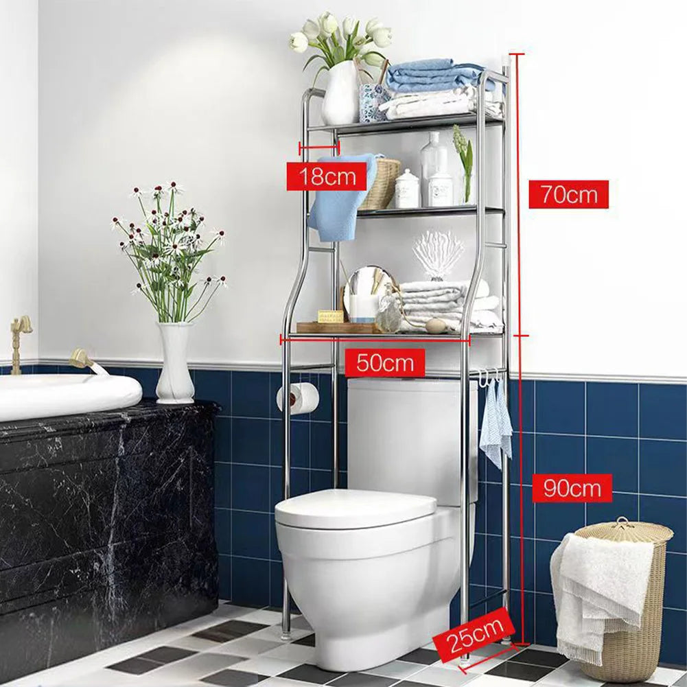 Over The Toilet Storage Rack, Metal, With Removable Towel Hooks, Paper Holder