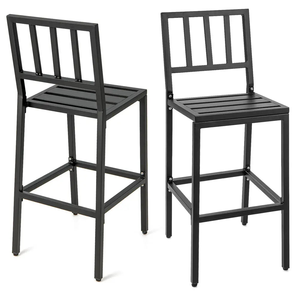 Outdoor Metal Bar Stools (Set of 4) – 30" Counter‑Height Chairs with Beige Cushions