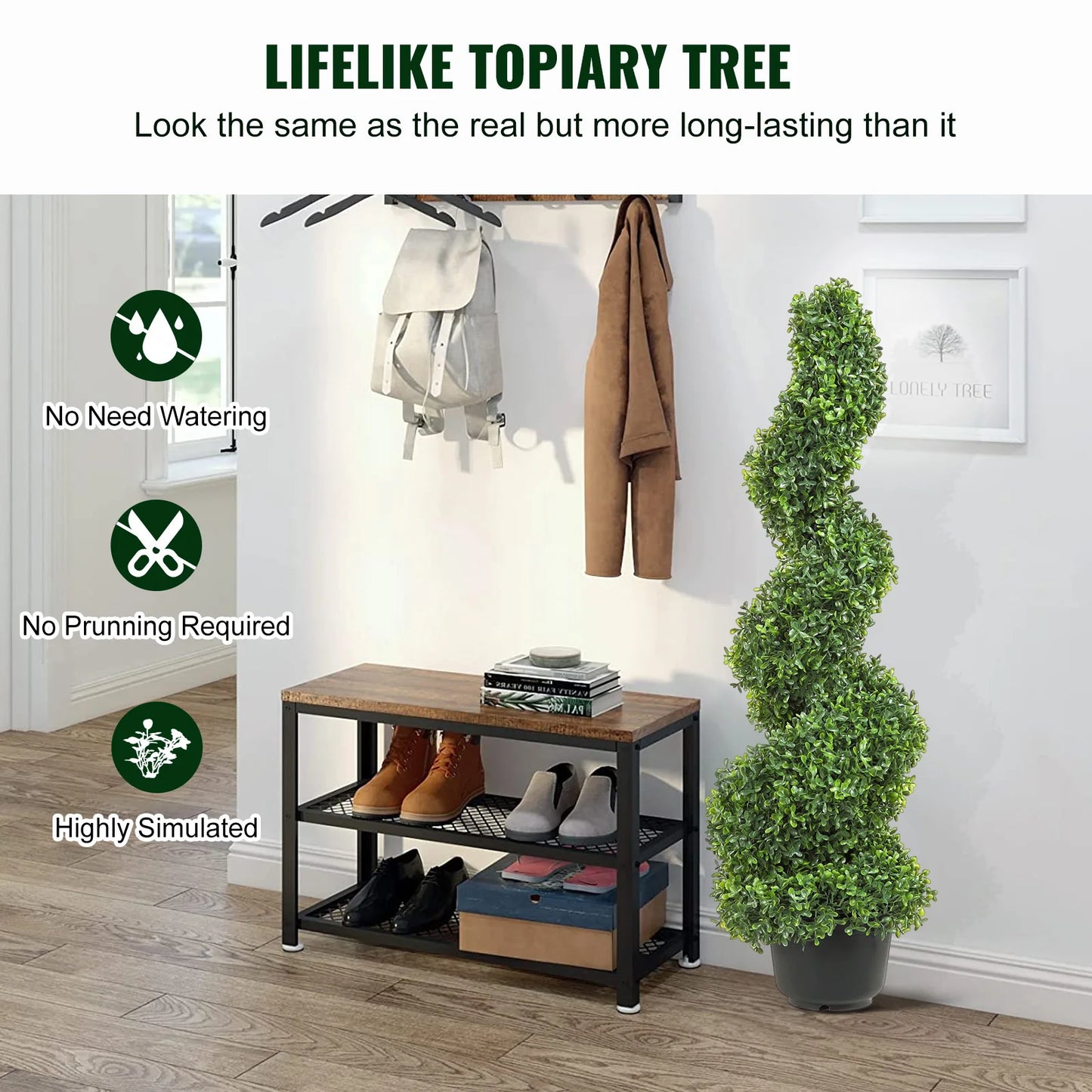 UV‑Resistant Boxwood Spiral Topiary – 24–48" Artificial Plant (1 or 2 Pack)