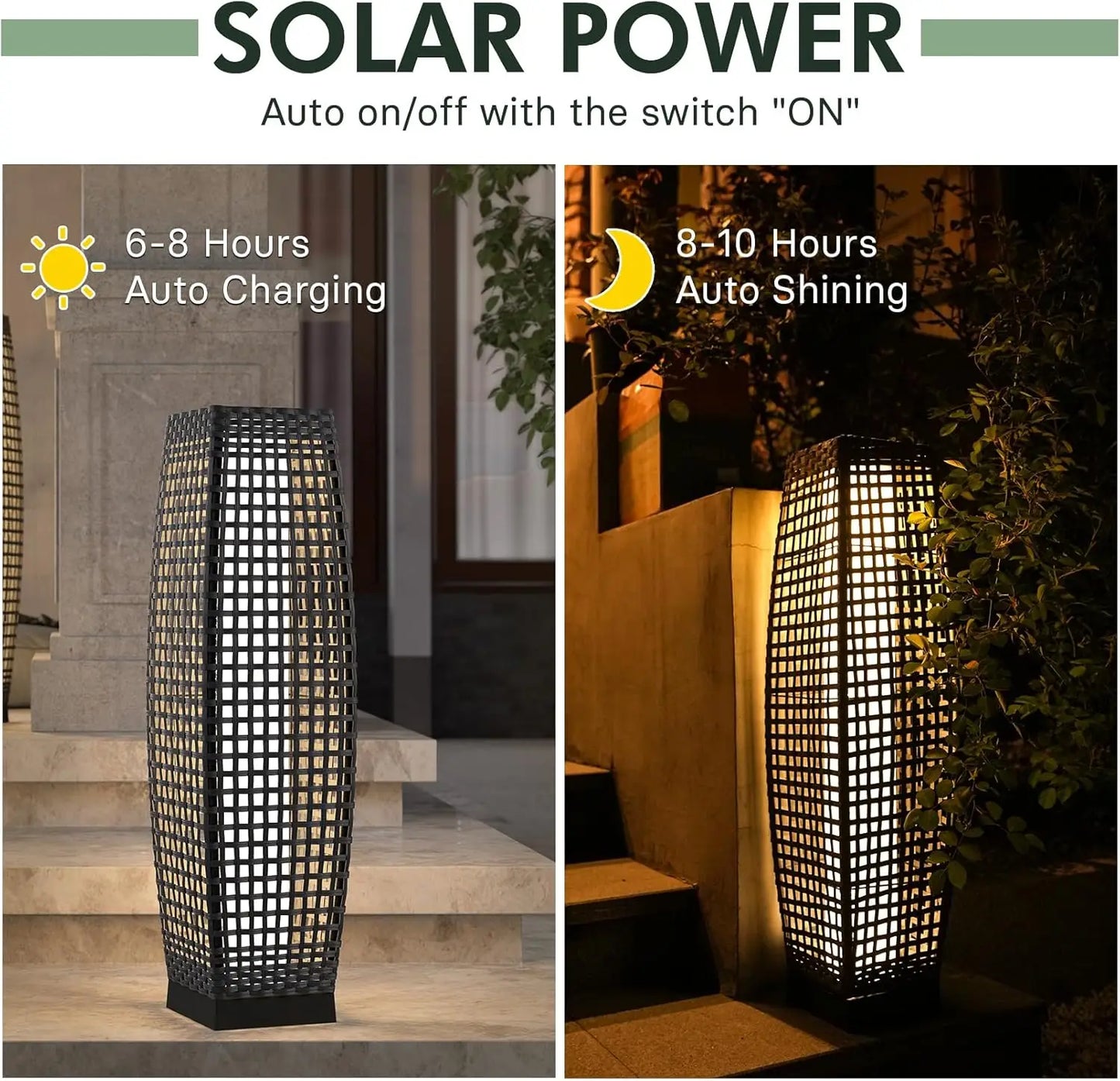 Outdoor Floor Lamp, Solar Powered, Water-Resistant