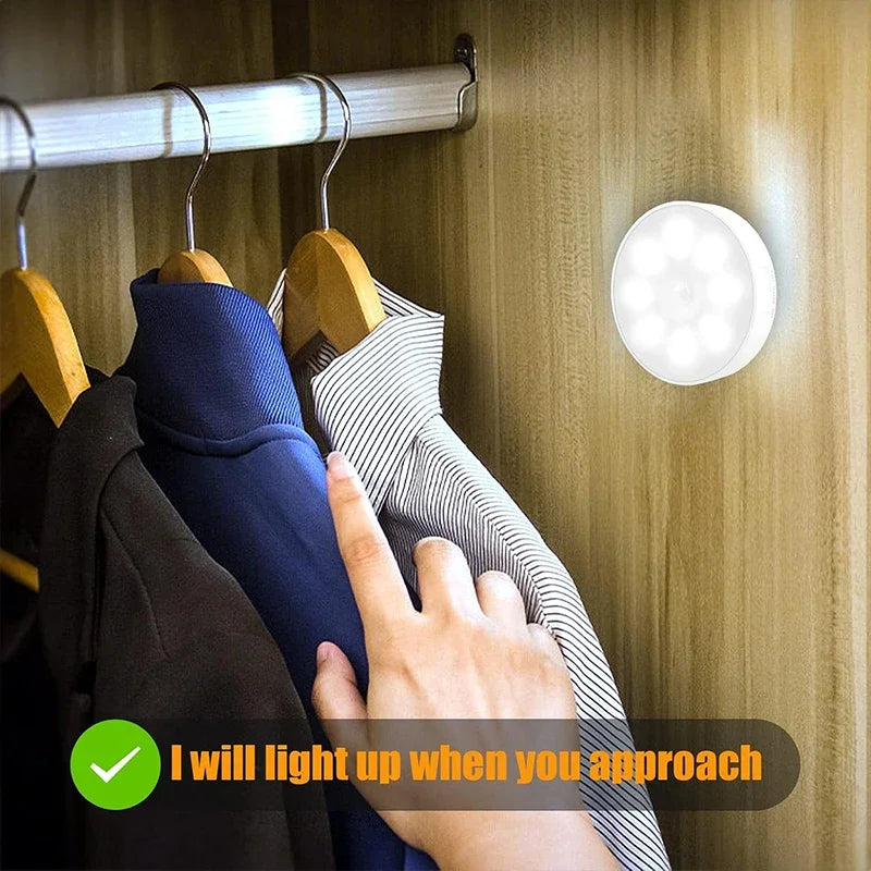 2–6 Pack Motion Sensor LED Night Lights – USB Rechargeable, 3‑Color Wireless Lamps for Cabinets, Closets & Stairs