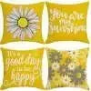 Set of 4 Throw Pillow Covers – 18×18" Decorative Cushion Cases (Yellow)