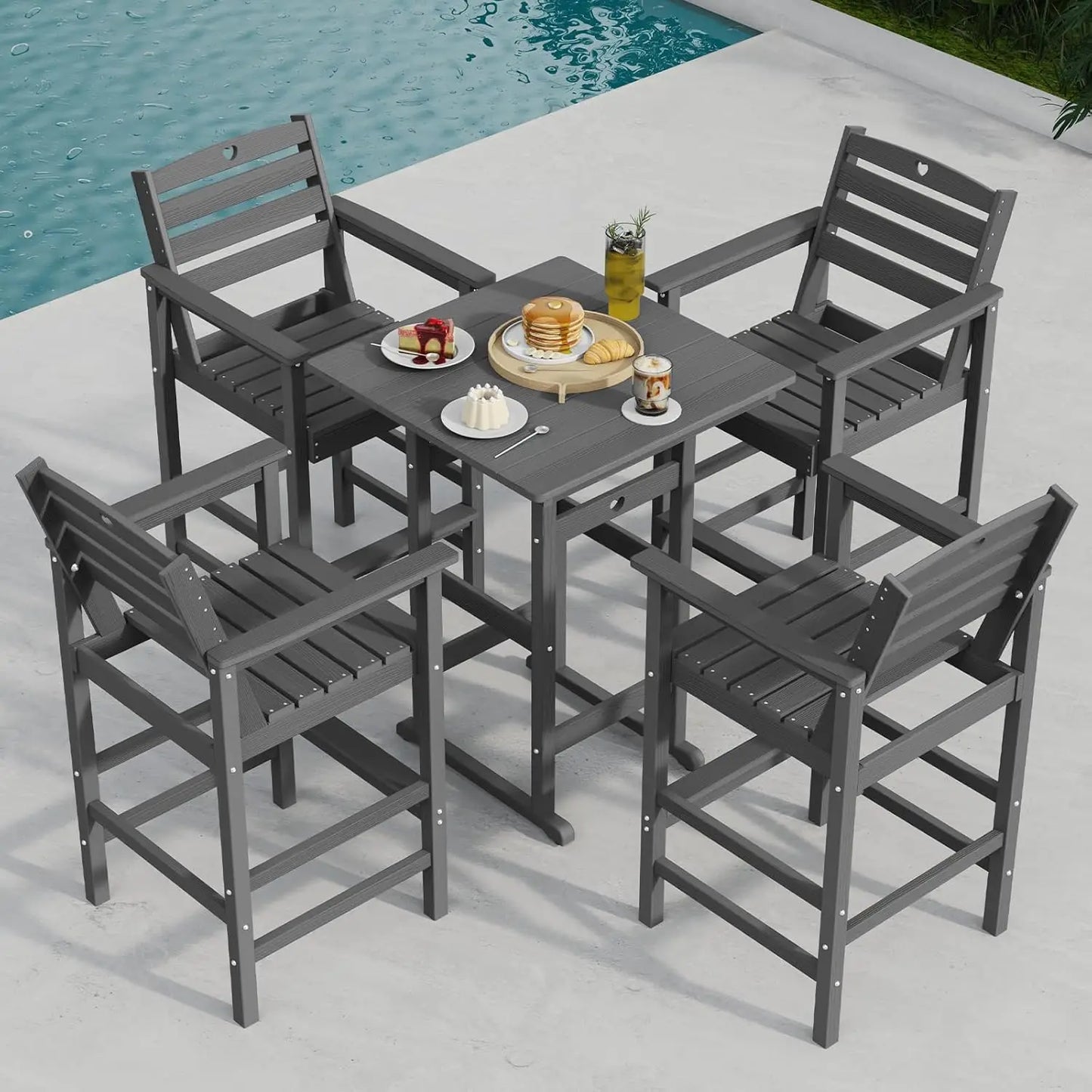 5pc Weather-Resistant Table & Chairs - Bar Height