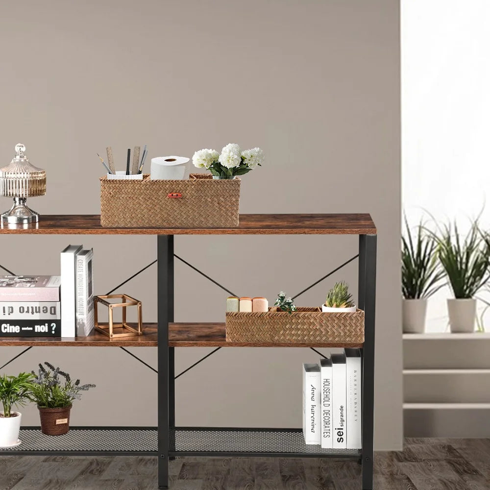 Hand-Woven 3-Section Storage Organizer with Lid