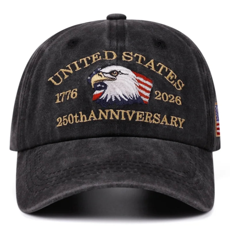 Flag USA Eagle 250th Anniversary Baseball Cap - Embroidery Casual Sports Hat for Women Men