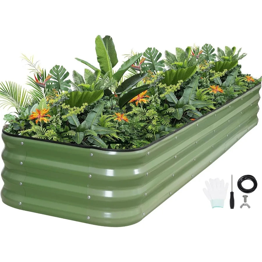 5-in-1 Galvanized Adjustable Raised Garden Bed  12" Tall Multiple Sizes