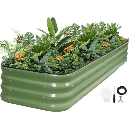 5-in-1 Galvanized Adjustable Raised Garden Bed  12" Tall Multiple Sizes