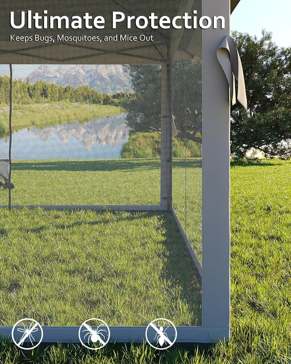 12x12FT Outdoor Canopy Tent, Height Adjustable Pop Up Gazebo With Mosquito Net & 4 SandBags For Backyard Party Camping