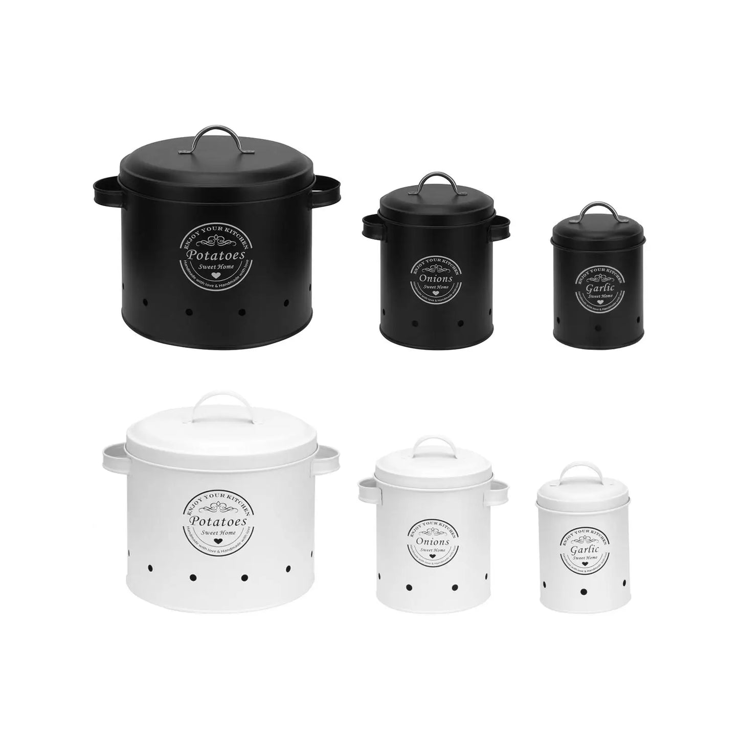 Potato Onion Garlic Storage Bin Metal with Airtight Lid for Pantry or Countertop