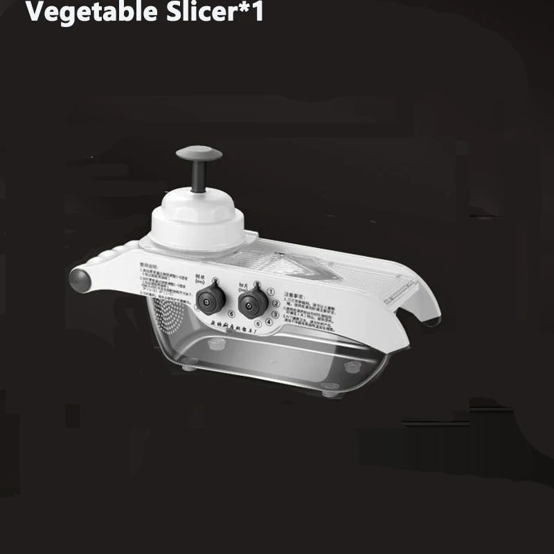 Adjustable Vegetable Slicer – Multi‑Blade Food Cutter & Julienne Machine with Drain Basket