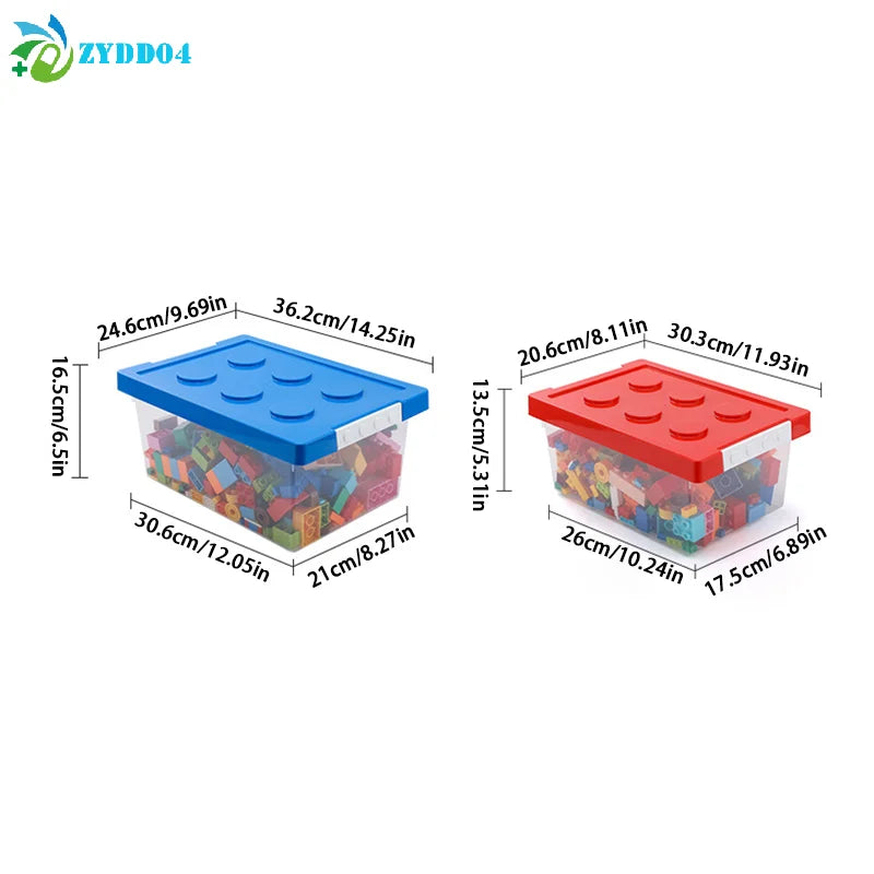 Kids Building Block Storage Box – 1‑Piece Plastic Toy Organizer & Snack Case Container
