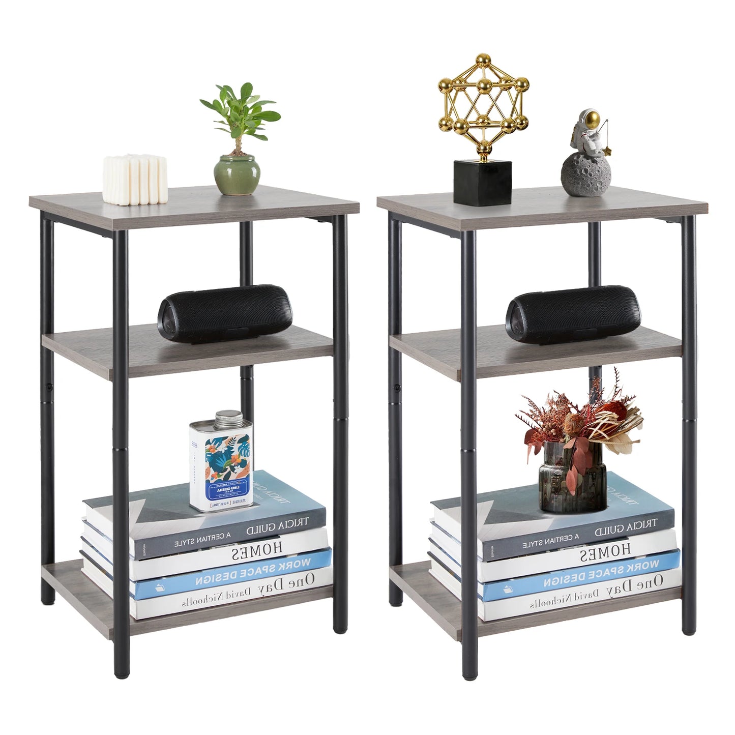 3-Tier End Table Side Tables with Adjustable Feet