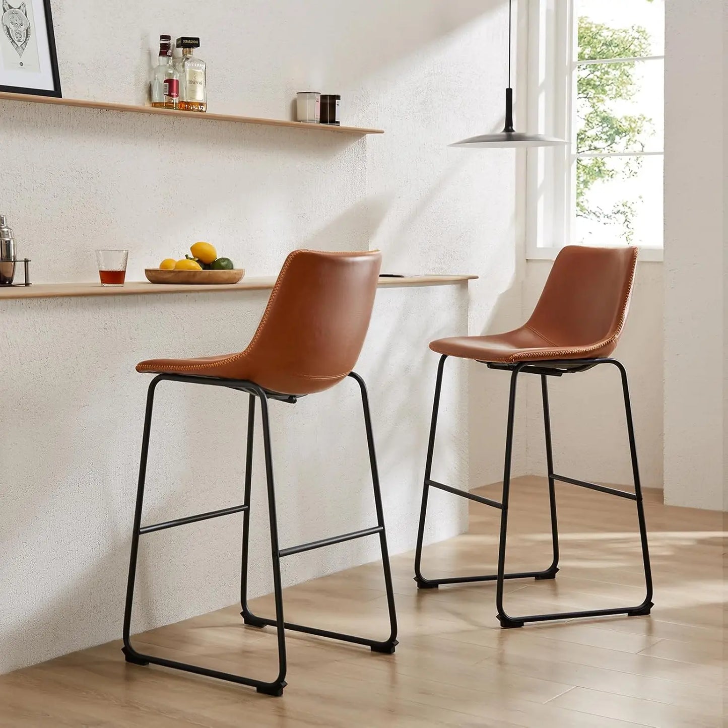 Counter Height Bar Stools Set of 4, 30 inch Height Stool ,Faux Leather with Back