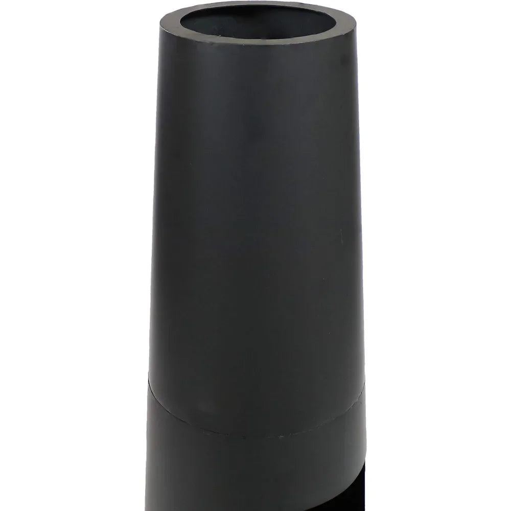 Chiminea Outdoor Fireplace with Poker and Cover - Outdoor Wood-Burning Fire Pit - Black
