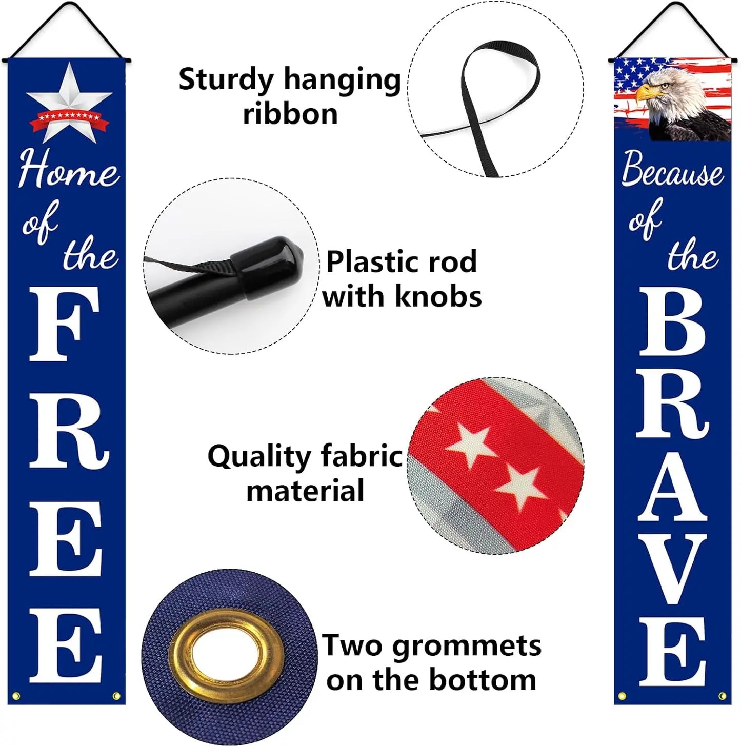 Pre‑Assembled Patriotic Hanging Banner – Red, White & Blue 4th of July Decoration for Porch & Outdoor Displays