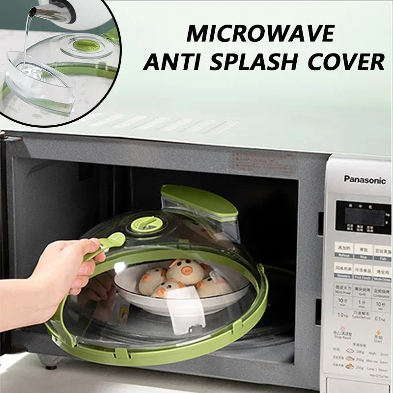10" Microwave Splatter Cover – Clear Heat‑Resistant Plastic with Handle & Steamer Vent