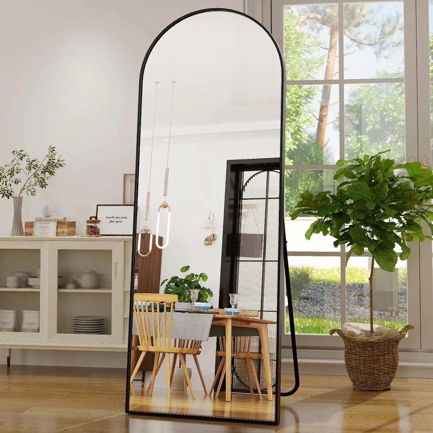 21x64 Inch Arched Full‑Length Mirror – Modern Wall & Floor Leaning Design