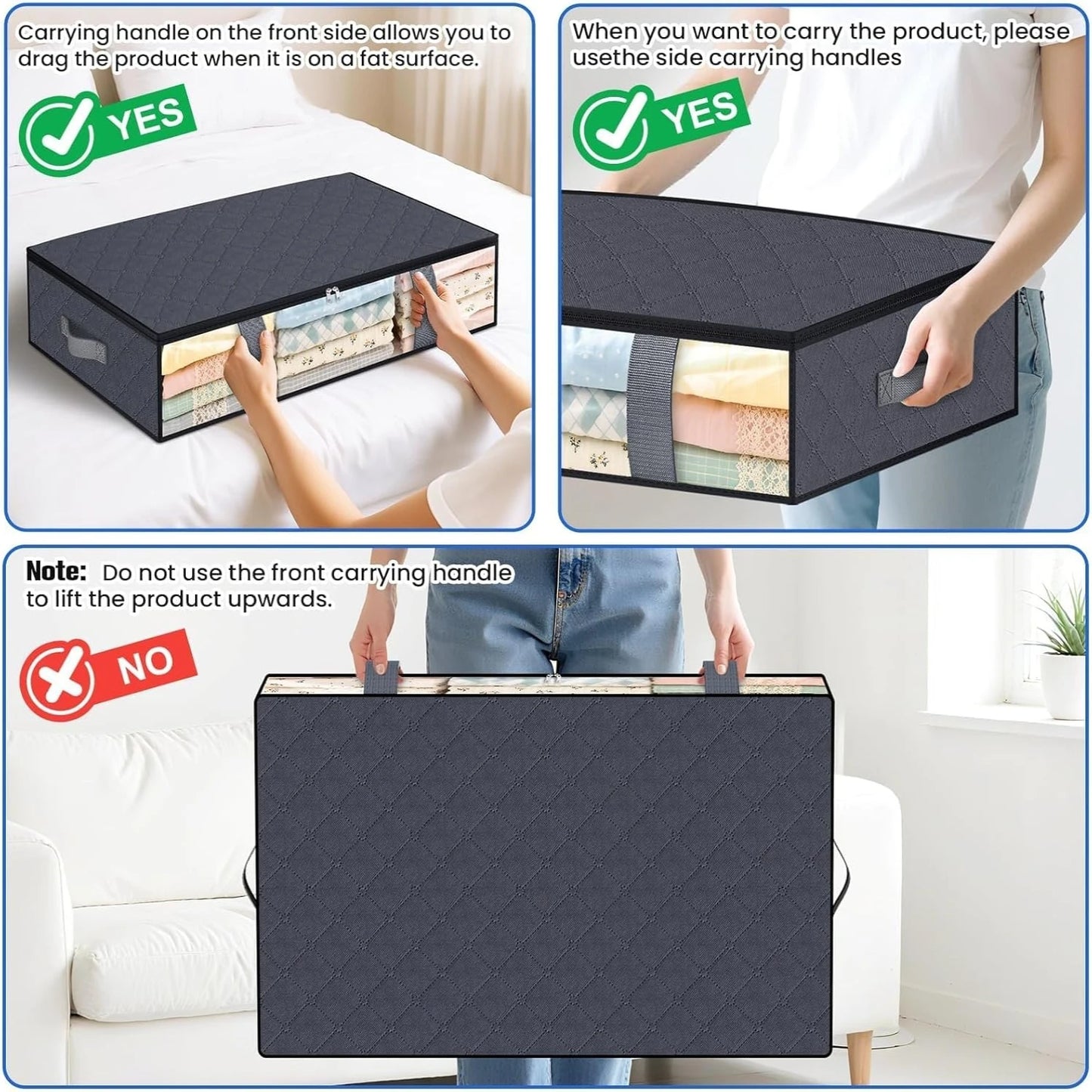 4 Pack Under Bed Storage Containers Blanket, Shoes, Bedding and Clothes