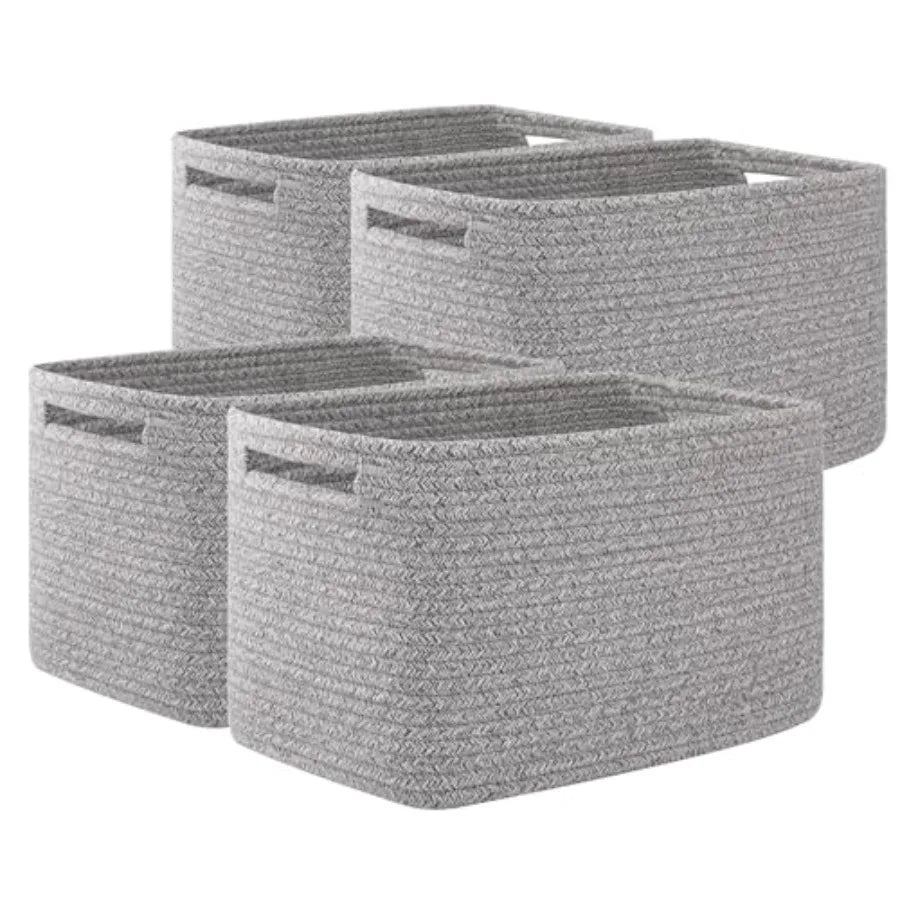 Premium 4-Pack Handwoven Shelf Storage Baskets